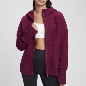 GapFit Oversized Jacquard Hoodie in Plum Purple Size Medium